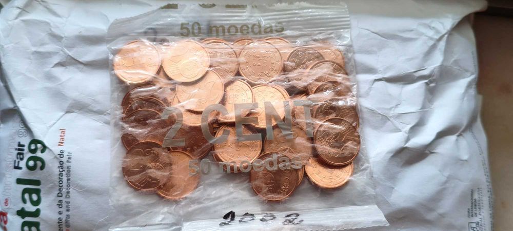 Moedas em  rolos  e sacos portugal