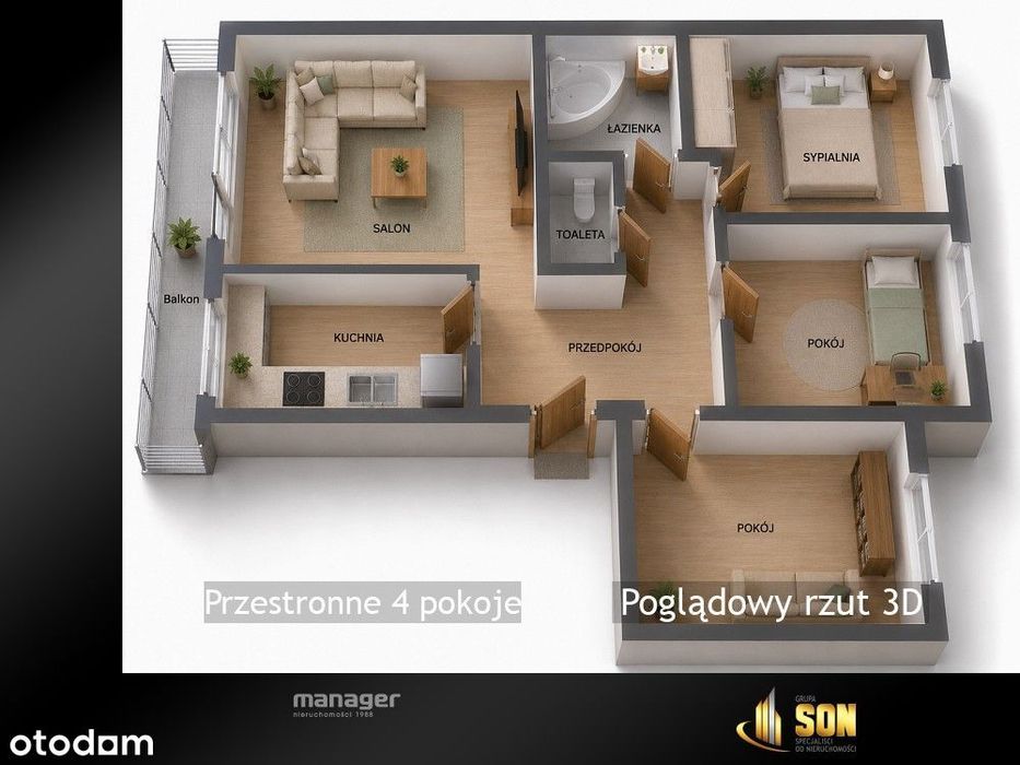 Przestronne 4 pokoje