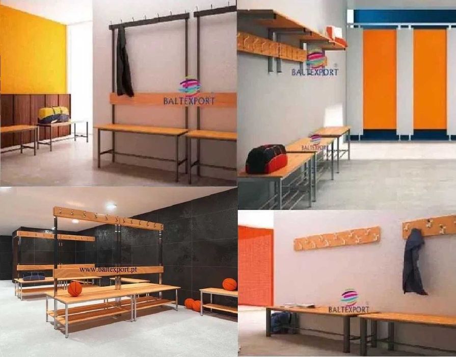 Banco Balneário Corrido Ripas Mad. Pinho Compacto Fenólico Vestiários