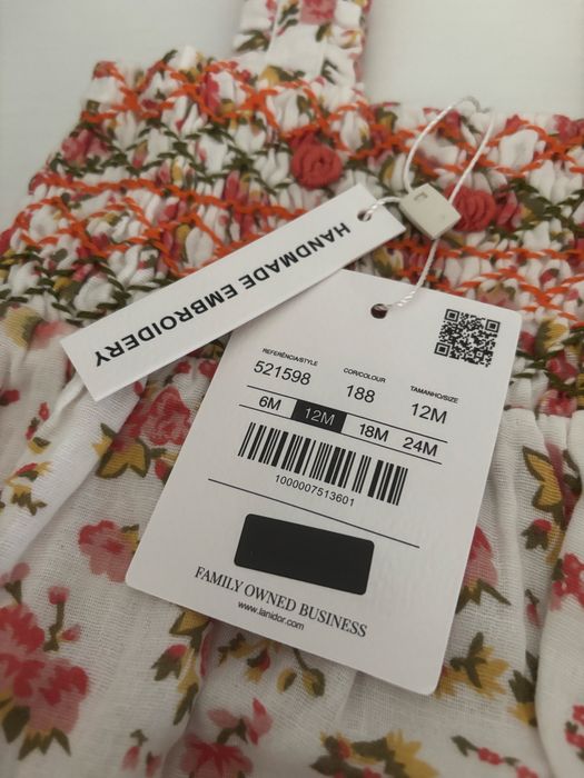Vestido body Lanidor Menina 12 Meses – Novo com Etiqueta, 100% Algodão