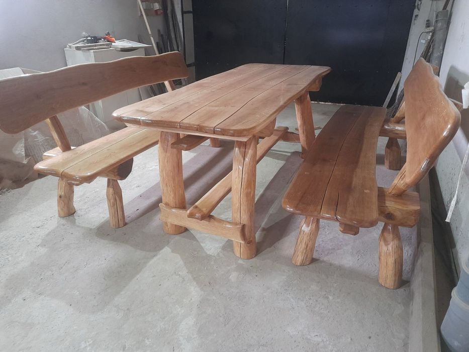 Дубовий стільз лавками(ручна робота)