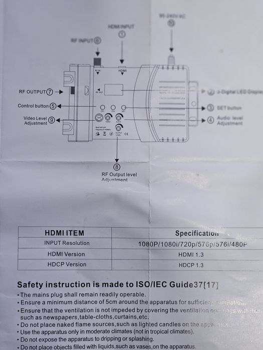 Modelador HDMI para sinal RF UHF VHF Novo