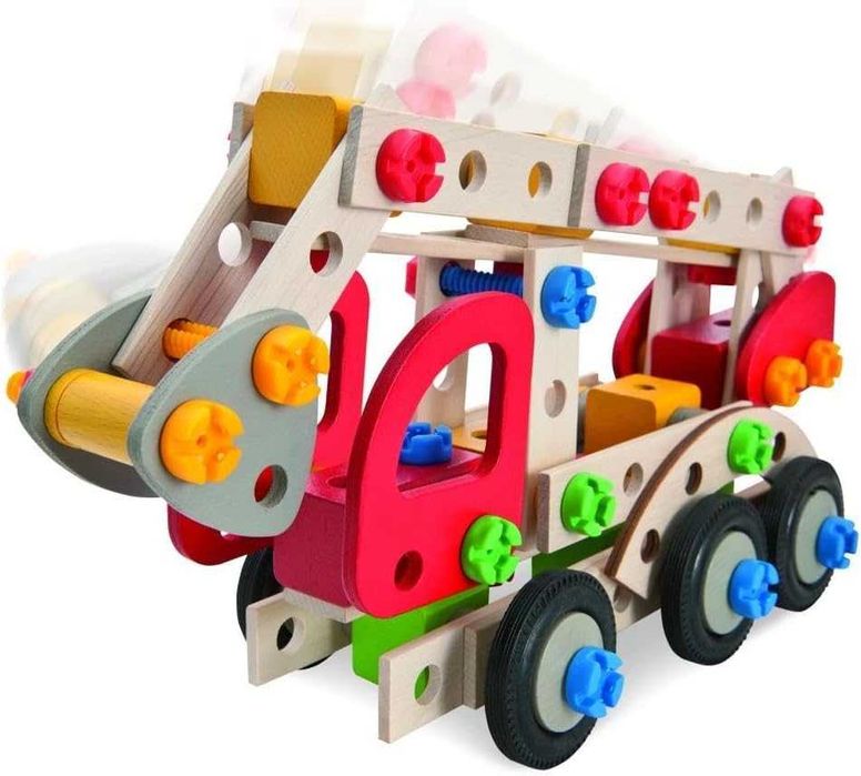 Klocki drewniane Eichhorn Konstrukcyjne Wóz Strażacki 155 Element C111