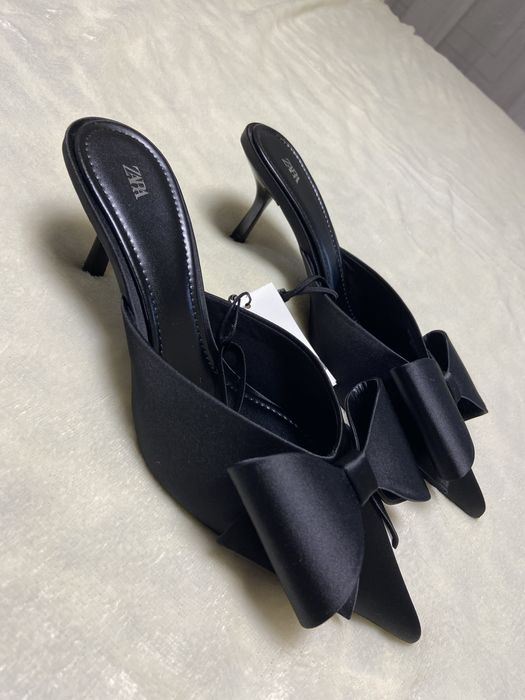 Акция! Скидка !Сатиновые Мюли с бантом zara 38