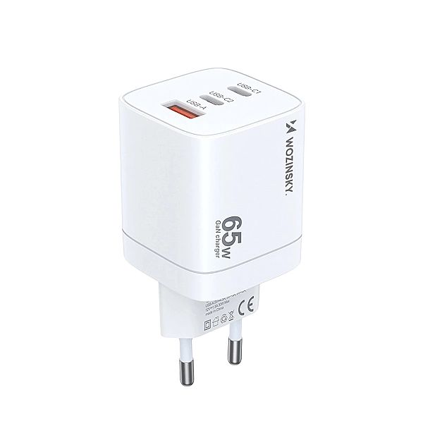 Ładowarka sieciowa GaN Wozinsky CGWCW 65W USB-A / 2 x USB-C - biała