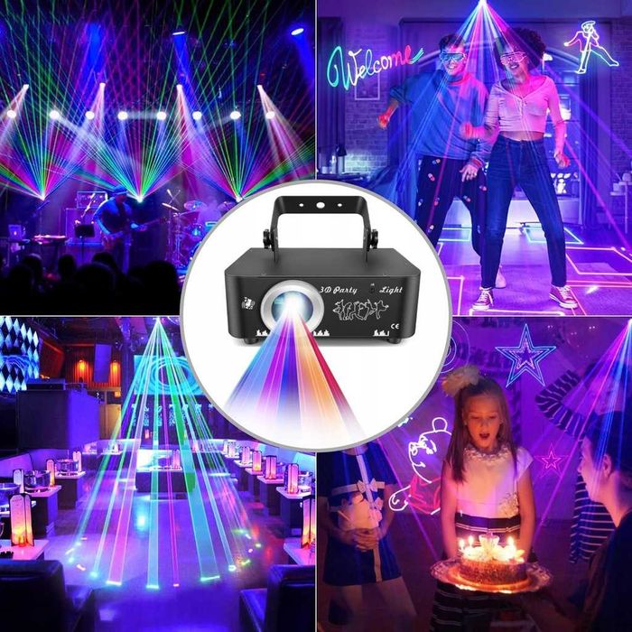 Projektor Laserowy Ruchome animacje DMX Sterowanie Dźwiękiem Pilot