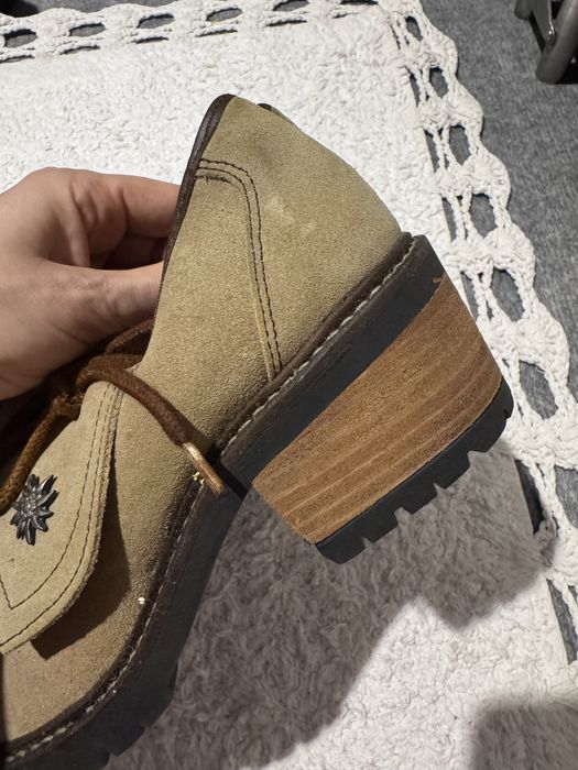 Skorzane zamszowe mokasyny retro