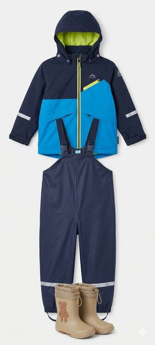 Дитячі гумові чоботи 20 см + грязепруф 110-116 напівкомбінезон