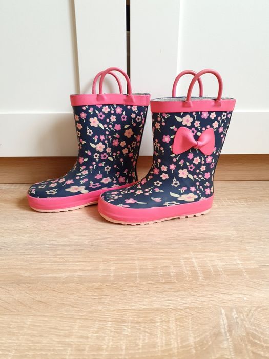 Kalosze dziewczęce 27 CCC 17cm kwiatki wstążki dla dziewczynki buty