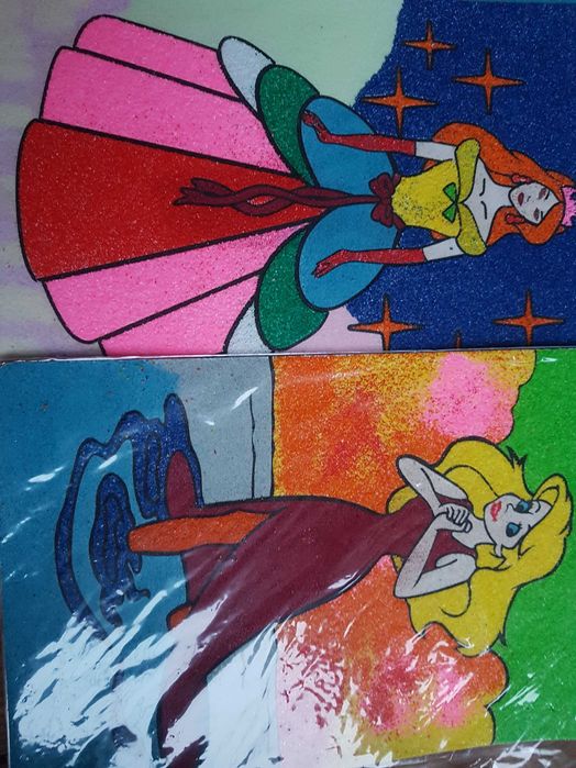 Кольоровий пісок, мармурова крихта з трафаретами