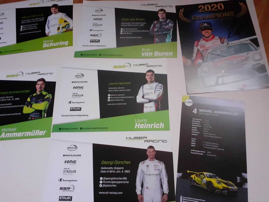 Porsche Huber Racing-karty z autografami