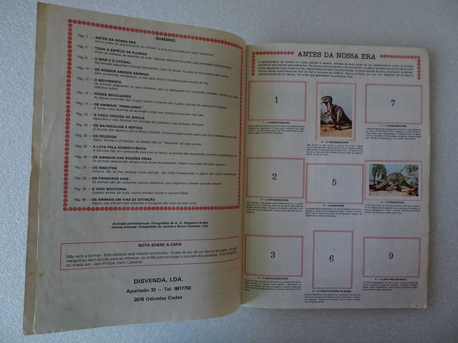 Caderneta de cromos O Mundo Prodigioso dos Animais (faltam 73 cromos)