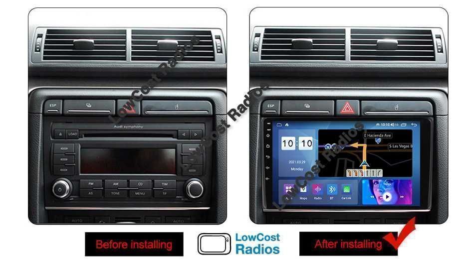 (NOVO) Rádio GPS AUDI A4 (2002 a 2008) 7" ou 9" | ANDROID 15 | GPS • USB • DVD • BT | CARPLAY • ANDROID AUTO