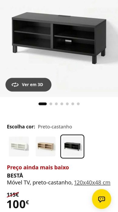 Dois móveis de TV, preto-castanho 120x40x48cm - Preço Individual - !!! -