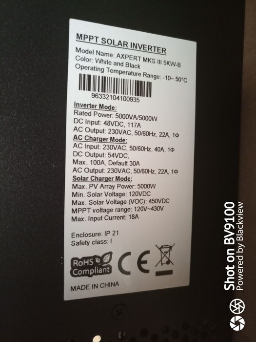 Inversor  Hibrido MKS III  5KVA 5000W 48V Onda Pura 80A MPPT