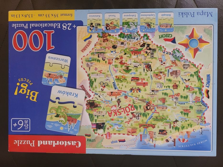 Gra planszowa plus puzzle mapa nauka