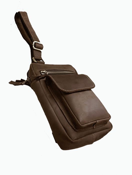 Сумка чоловіча слінг на плече бананка sms15-2(30) коричнева