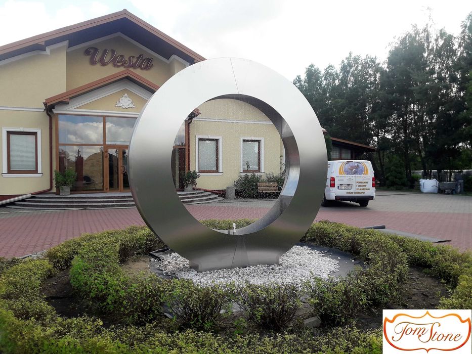 FONTANNA OGRODOWA ze stali nierdzewnej, PIERŚCIEŃ 120 cm. Fontanny