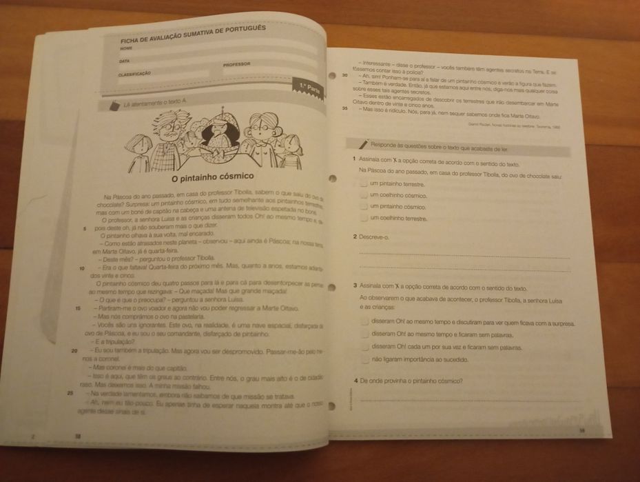 Livro escolar de fichas
