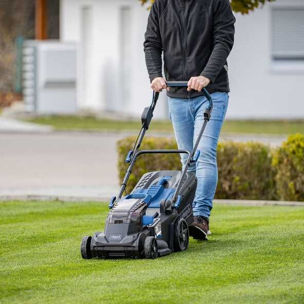 Акумуляторна газонокосарка Scheppach BC-MP380-X електро косярка