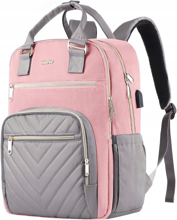 Plecak damski YIORMIOR z portem ładowania USB, różowy