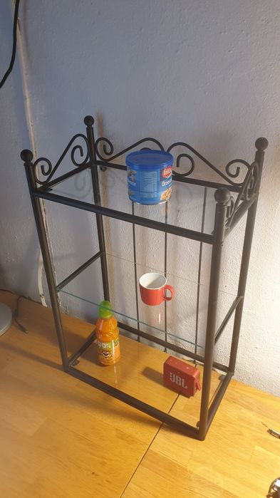Szafka, półki, metal i szklo 2 szt