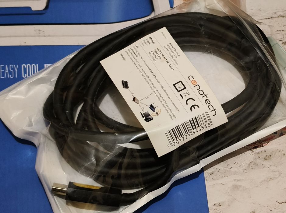 Kabel przewód HDMI - HDMI 3 metry Conotech UTP LAN kat. 5e 3m - 2 szt.