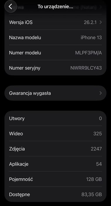 iPhone 13 Midnight 128GB Bateria 88% Zestaw!