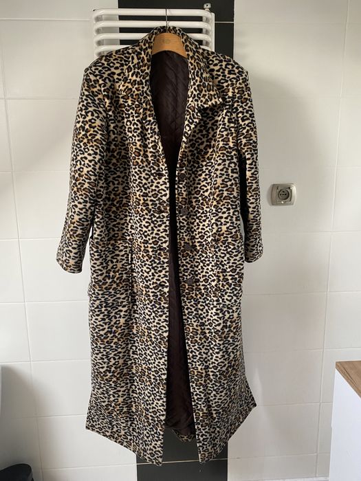 Plaszcz w panterke bardzo dlugi do kostek centki
