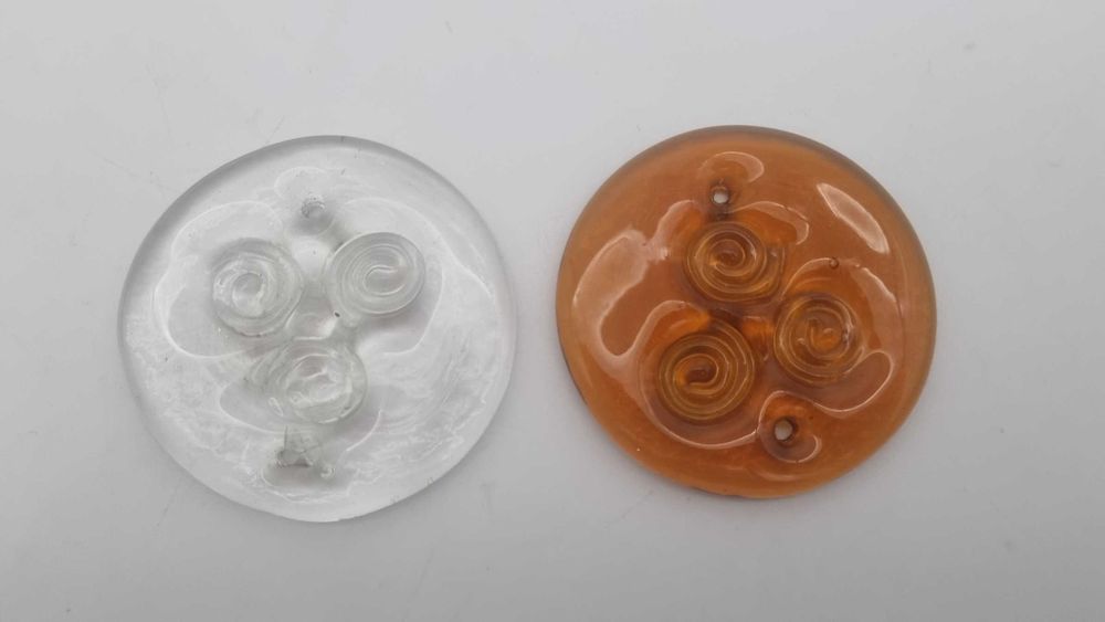 Medalion Plakieta Ząbkowice E.T. Drost Szkło kolorowe Design PRL