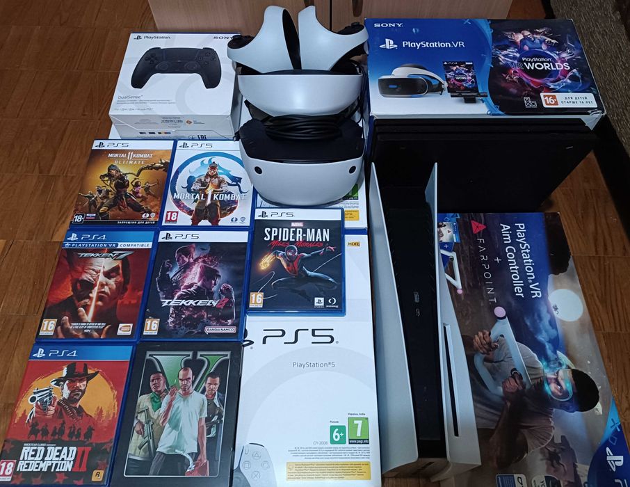 PS5Slim(VR,ОбменПриставки/Игр-RDR2/GTA5/MK/Tekken/GodWar/Fifa24)+10игр