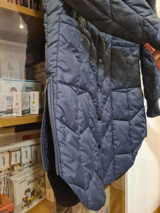 Granatowy pikowana długa kurtka rozm. 36