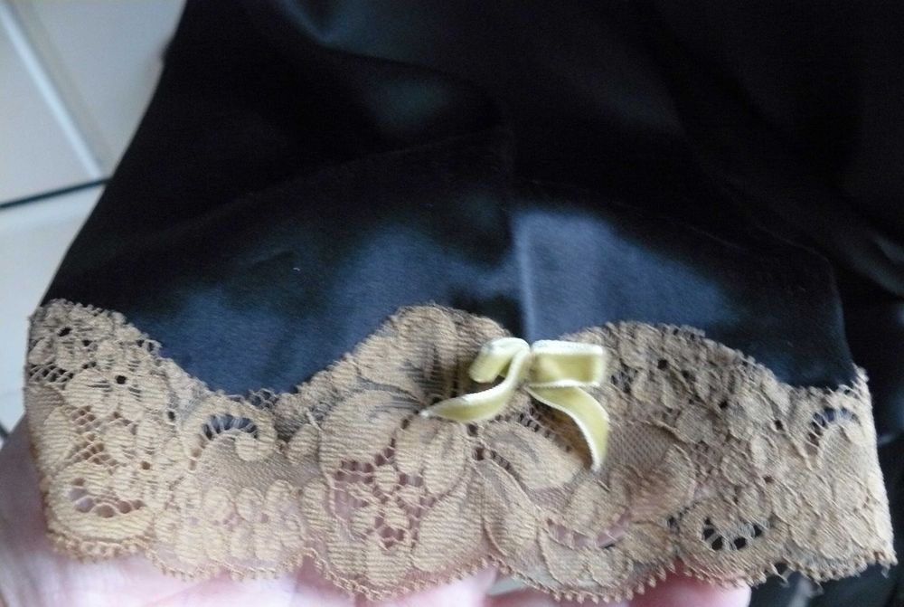 Viva Davis 100% jedwab silk kimono szlafrok czarny 36 38 koronka sexy!