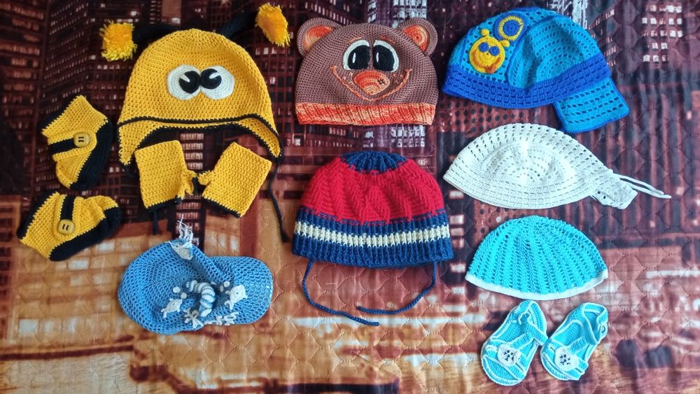 Шапка зимова, весна-осінь, літня, панамка, шарф, 0,6 - 10 років