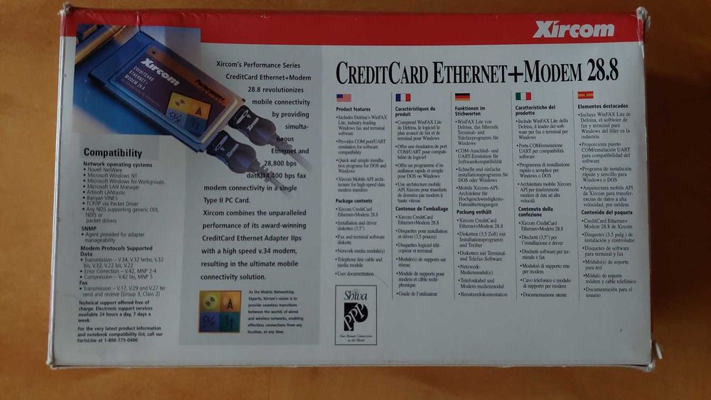 Xircom CreditCard Ethernet+ Modem 28.8 Dokumentacja +  oprogramowanie