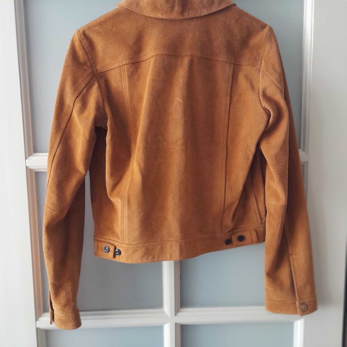 LEE zamszowa skórzana kurtka pilotka boho camel