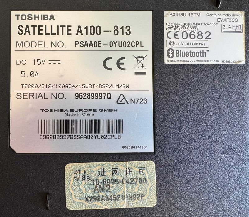 Laptop Toshiba Statellite A100-813