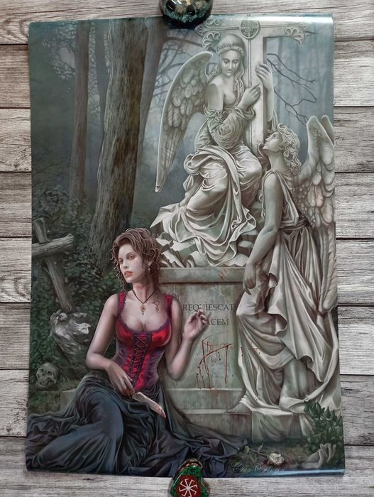 Gotycki plakat baner anioł Kris Ortega Gothic Tarot Oracle Unikat!