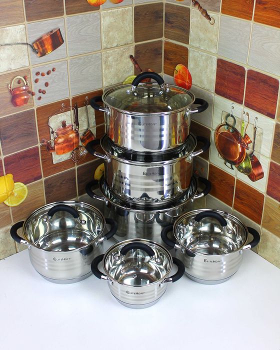 Zestaw 6 Garnków – Stal Nierdzewna, Silikonowe Uchwyty, Indukcja