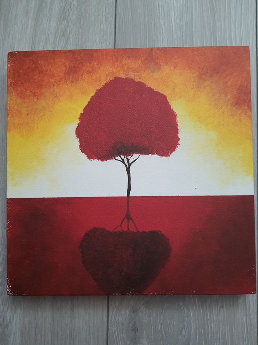 Tryptyk 4 obrazy drzewo odręcznie malowane