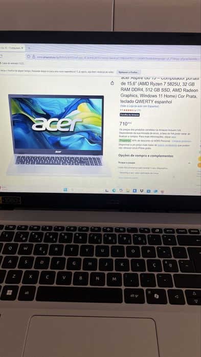 Portatil Acer Aspire Go15 Ryzen 5/ 8GB/ 512GB SSD- novo+ mala