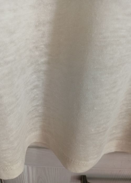 H&M lniany kremowy t-shirt basic classy 100% len jakość