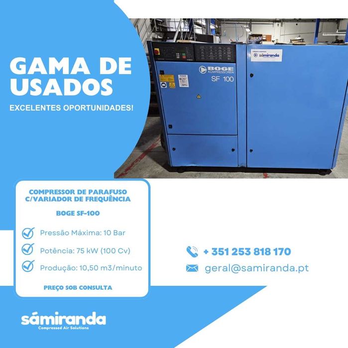 Compressor Parafuso Boge SF 100 c/ variador de frequência