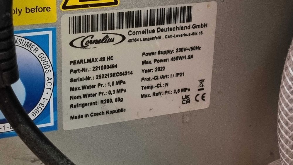 Cornelius  schładzarka do wody w gastronomi