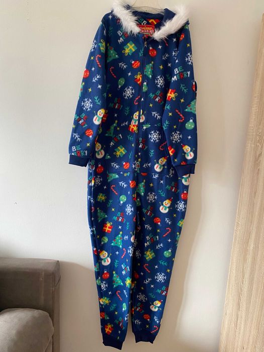 Теплий флісовий сліп, чоловічок Новий рік 46 р ( М)