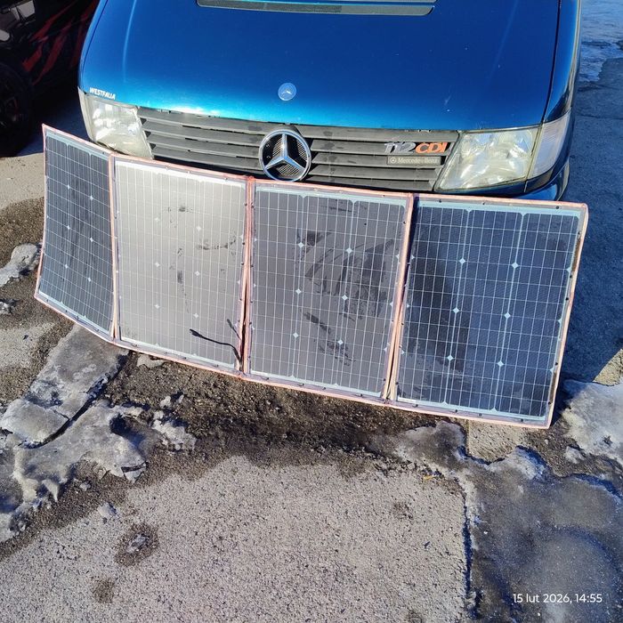Panel solarny Dokio 12-19v,220w.rozkładany+akumulator żelowy 100Ah.