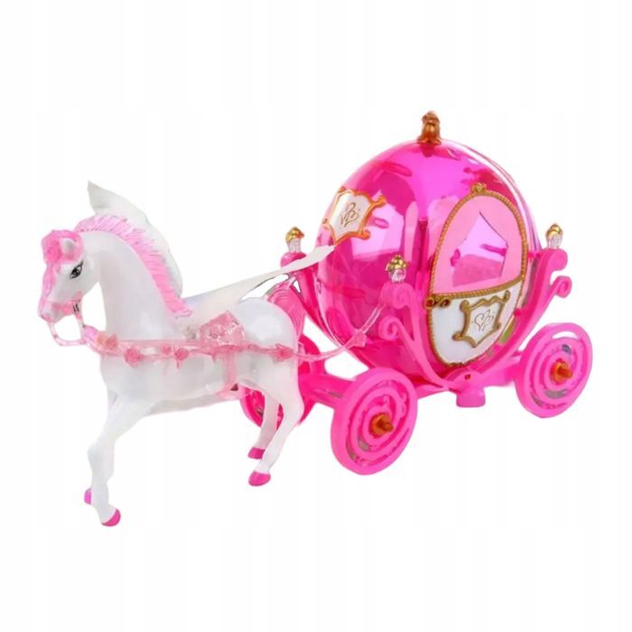 Duża Kareta Lalka Chodzący Koń Dźwięki Światła 315