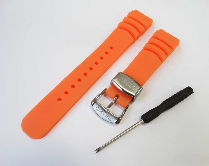 Gumowy pasek do zegarka Seiko SKX Prospex 20mm pomarańczowy silikonowy