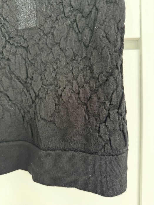 Top czarny Pinko XS elegancki sweterkowy dekolt siateczka