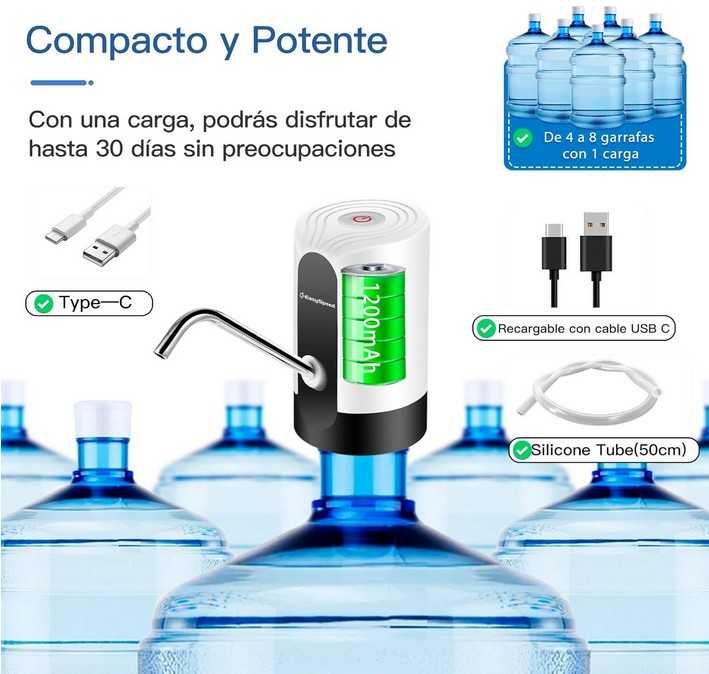 Dispensador de Agua Garrafão de 5 a 20L, Bomba de Agua Eletrica